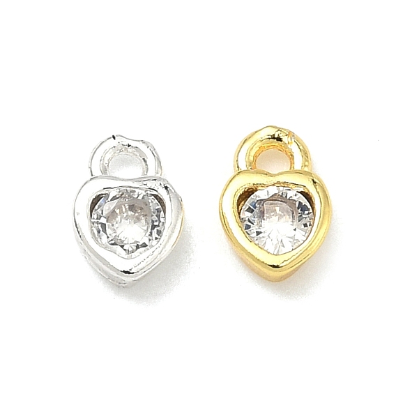 Латунные микропаве прозрачные кубические циркониевые подвески, сердце прелести, долговечный, стойки покрытие