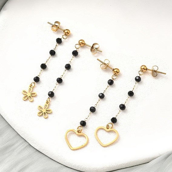 304 из нержавеющей стали стекла кисточкой серьги стержня, ионное покрытие (ip), реальный 18 k позолоченный