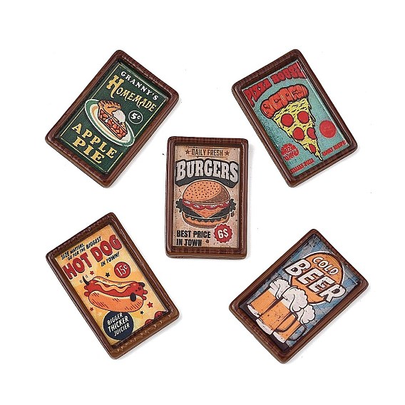 Фастфуд непрозрачные смоляные кабошоны, прямоугольные