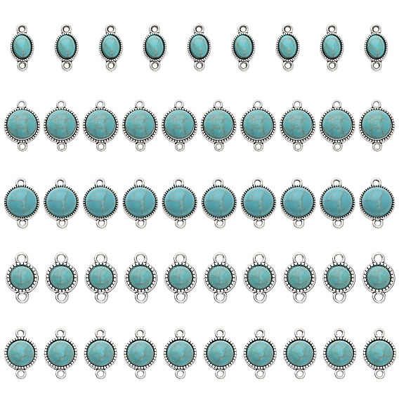 50 шт 5 стили стойка покрытие сплав смола соединительные подвески, овальные и полукруглые звенья, имитация драгоценных камней