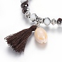 Chakra Jewelry, Cotton Thread Tassels Pendant Stretch Bracelets, with Natural & Synthetic Mixed Stone Beads, Glass Beads, Cowrie Shell and Alloy Findings