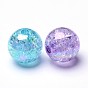 Bubblegum AB Color Transparent Crackle Acrylic Round Beads