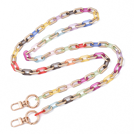 Acrylic Paperclip Paper Bag Decorative Chains, with Alloy Clasps, Bag Replacement Accessories, Light Gold