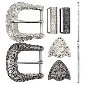 2коробки 2 наборы пряжек из сплава цветов, включают роликовые пряжки, прямоугольный серебристый шарм, треугольная застежка-молния, с 2шт. железные кнопки-застежки, ручные инструменты для установки пробойника