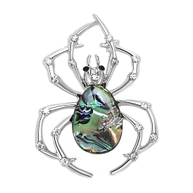 Broche créative en forme d'araignée en coquille d'ormeau, épinglette de revers d'insecte de personnalité de mode accessoires vestimentaires