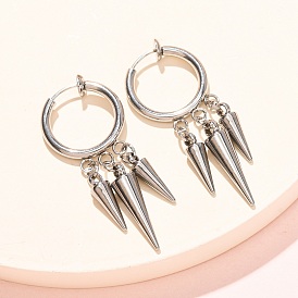 201 boucles d'oreilles en acier inoxydable, cône, 304 avec tige en acier inoxydable