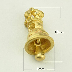 Brass Buddhist Bell Beads, Dorje Vajra, Buddha Jewelry Findings, 16x8mm, Hole: 2mm