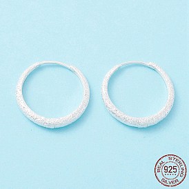 Textured 925 Sterling Silver Small Huggie Hoop Earrings, Exquisite Minimalist Earrings for Girl Women