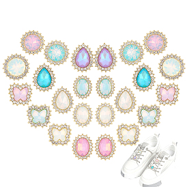 24 шт. 12 стили пластиковые зажимы для пряжек для шнурков, со стразами из сплава и смолы