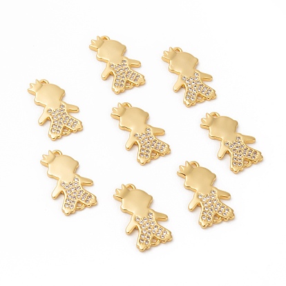 Латунные микро проложить класса AAA кубического циркония ссылки, мальчик с короной, без кадмия, без никеля и без свинца, 19x11x2 мм, отверстие : 1 мм