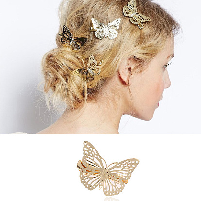 Hollow Butterfly Alloy Alligator Hair Clips, Hair Accessories for Women and Girls