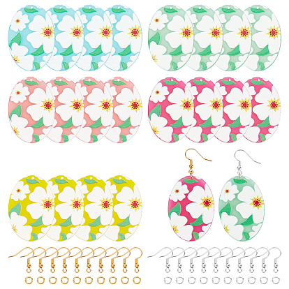 DIY Dangle Earring Making Kits, Including Translucent Cellulose Acetate(Resin) Pendants, Brass Earring Hooks & Jump Rings, Oval