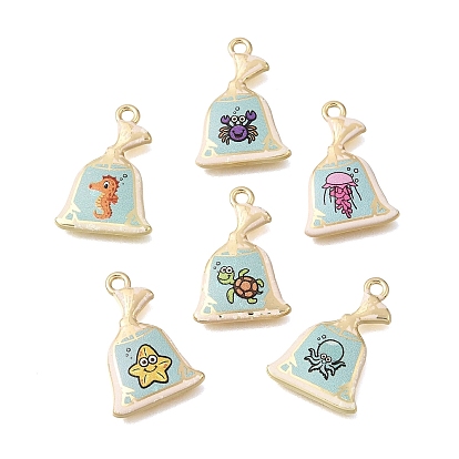 Alloy Pendants, Marine Animal Series Charms, Golden