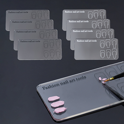 8шт. 2 цветовая палитра из прозрачного акрила, косметический косметический инструмент для ногтей, прямоугольные