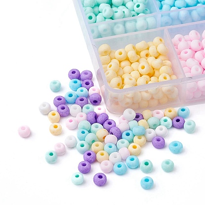 660Pcs 6 Colors Handmade Frosted Porcelain Beads, Flat Round