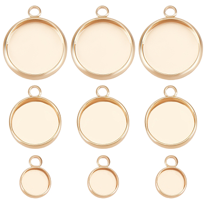 24 шт. 3 стили латунный кулон с настройками кабошона, чашки безель с краями, плоско-круглые, без никеля 