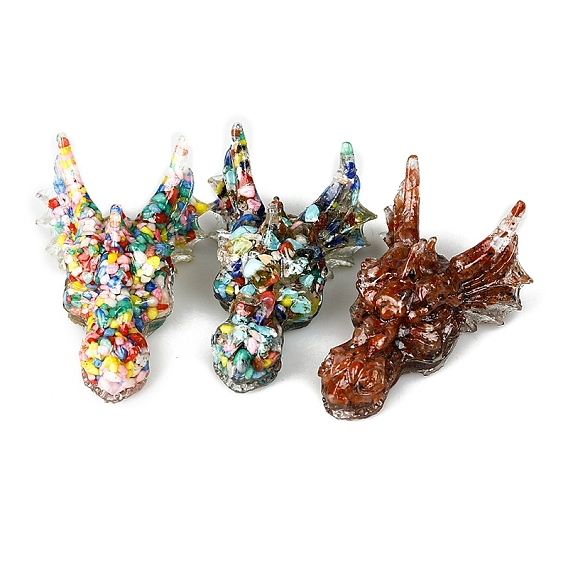 Украшение для дисплея головы дракона из смолы, с крошками драгоценных камней внутри статуй для украшения домашнего офиса