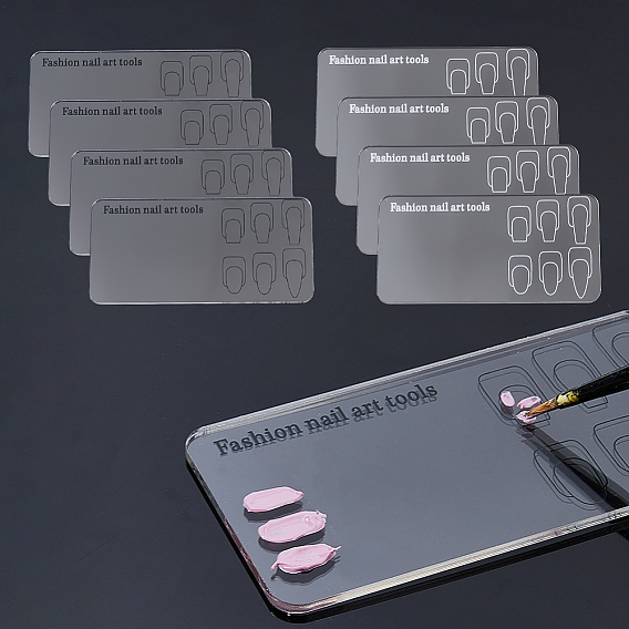 8шт. 2 цветовая палитра из прозрачного акрила, косметический косметический инструмент для ногтей, прямоугольные