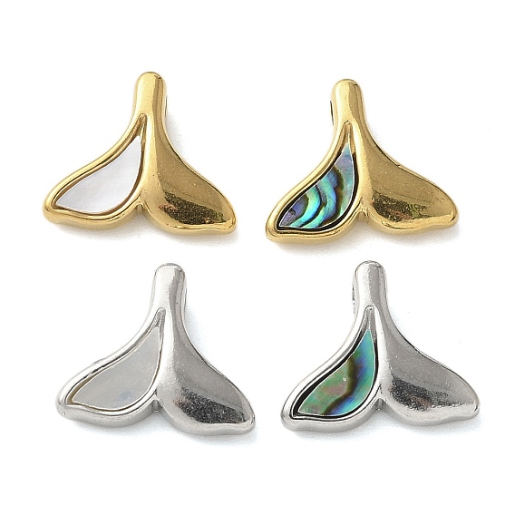 Форма рыбьего хвоста 304 подвески из натуральной ракушки пауа из нержавеющей стали/белой ракушки