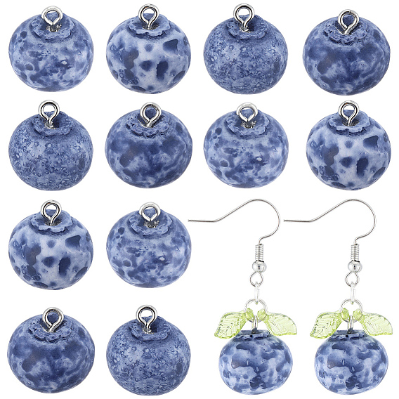 16 кулоны из смолы, черника, с платиновыми железными петлями