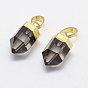 Natural Gemstone Pointed Charms, with Brass Findings, Long-Lasting Plated, Bullet