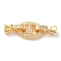 Brass Micro Pave Clear Cubic Zirconia Fold Over Clasps, Oval