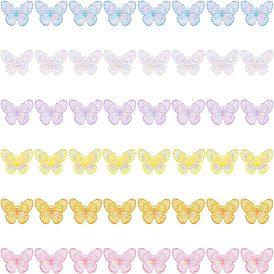 48шт 6 цвета гальванизированные акриловые подвески, с покрытием AB цвета, бабочка