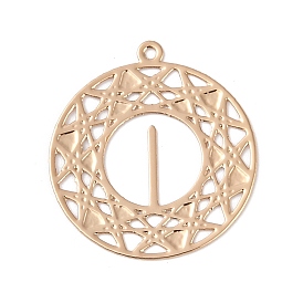 Brass Etched Metal Embellishments Pendants, Long-Lasting Plated, Flat Round