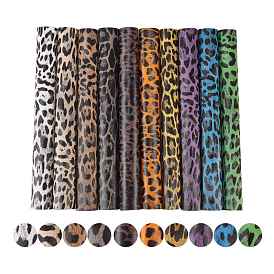 10 Pcs 10 Colors Laser PU Leather Leopard Print Fabric, for Garment Accessories