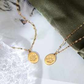 304 Овальные подвески из нержавеющей стали с отпечатками лап для женщин