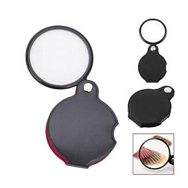 6X Magnification Mini Portable Glass Lens Magnifier, with Leather Protective Holder, Foldable Magnifying Tool