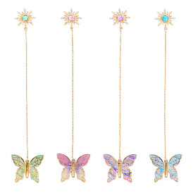 4шт. закладка-подвеска в виде бабочки, солнца, акрила и сплава смолы, с латунным кабельных цепей