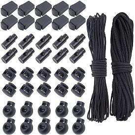 DIY Clothing Accessories KitS, with Iron Spring Plastic Cord Locks, Plastic Zipper Pull Cord Ends, Elastic Cord and Polyester Cords