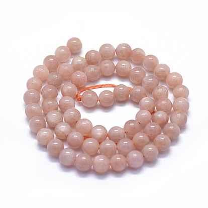 Natural Orange Sunstone Beads Strands, Round