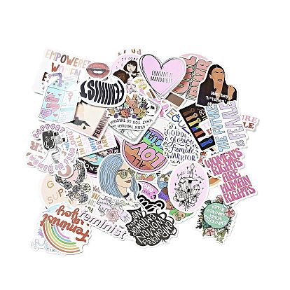 50Pcs 50 Styles Maintain Feminist Graffiti  Paper Stickers Set, Self Adhesive Decals, for Water Bottles, Laptop, Luggage, Cup, Computer, Mobile Phone, Skateboard, Guitar