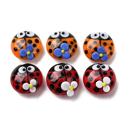 Бусины лэмпворк , божья коровка и цветок