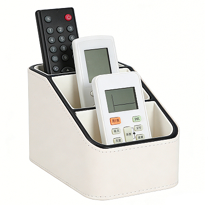 3-Grid Imitation Leather Desktop Storage Boxes, Trapezoid