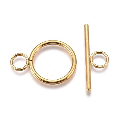 Ion Plating(IP) 304 Stainless Steel Toggle Clasps, Ring