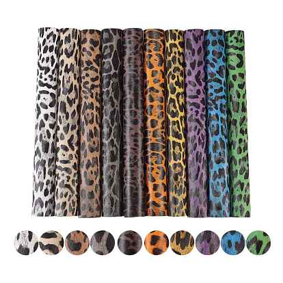 10 pcs 10 couleurs laser pu cuir tissu imprimé léopard, pour accessoires de vêtement
