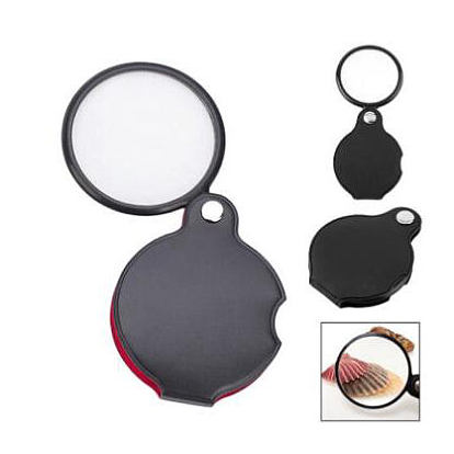 6X Magnification Mini Portable Glass Lens Magnifier, with Leather Protective Holder, Foldable Magnifying Tool