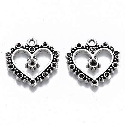 Tibetan Style Alloy Pendant Rhinestone Settings, Lead Free & Cadmium Free, Heart
