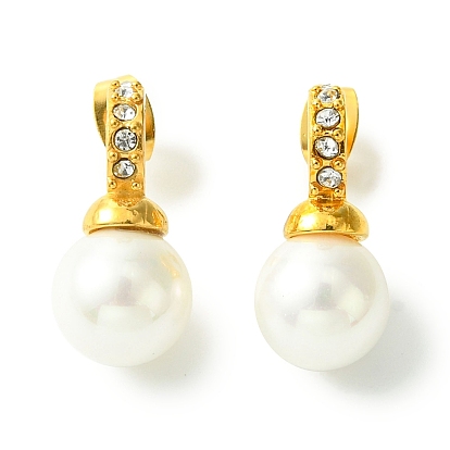 Вакуумное покрытие pvd 304 серьги-гвоздики из нержавеющей стали с кристаллами и стразами, круглые пластиковые серьги с жемчугом для женщин