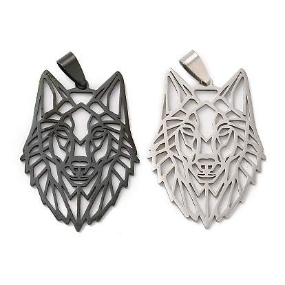 201 подвески из нержавеющей стали, лазерная резка, полый, очарование головы волка