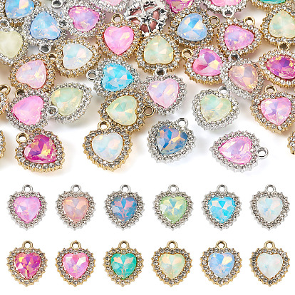40 шт. 2 Цветной сплав с УФ-покрытием и подвесками из разноцветного стекла и стразов, сердце