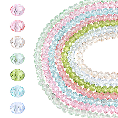 7 нити 7 цвета прозрачная запеченная краска стеклянные бусины нити, граненые, рондель