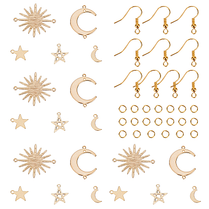 DIY Dangle Earring Making Kits, Including 30Pcs 3 Styles Brass Pendants & 20Pcs 2 Styles Links & 10Pcs Earring Hooks and 20Pcs Iron Jump Rings