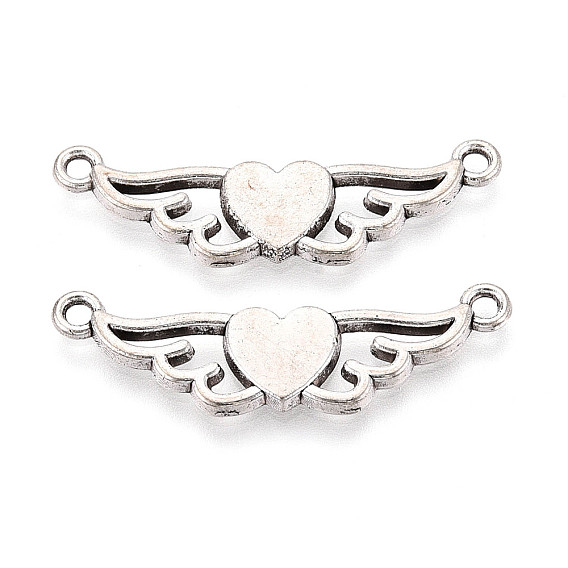 Звенья / разъемы из сплава в тибетском стиле, сердце с крыльями ангела, без кадмия и без свинца