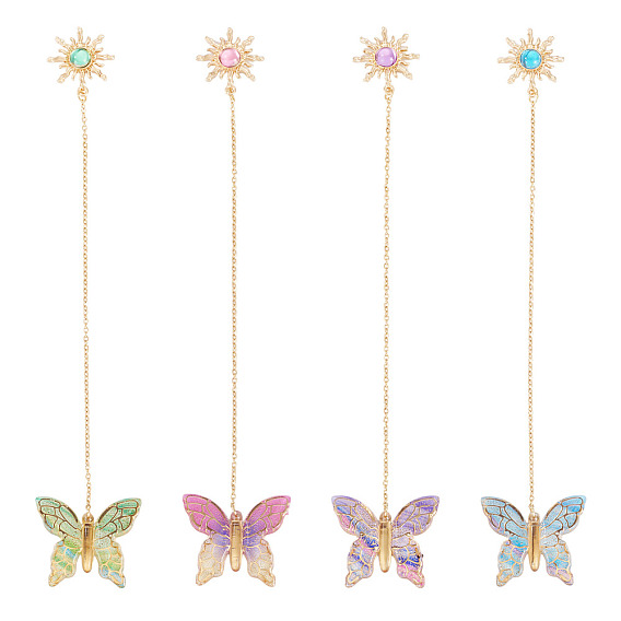 4шт. закладка-подвеска в виде бабочки, солнца, акрила и сплава смолы, с латунным кабельных цепей