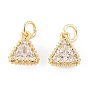Латунные микропаве прозрачные подвески с фианитом, долговечный, треугольные