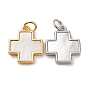 Подвески-кресты из натуральной белой ракушки из латуни, стойки покрытие, долговечный, без кадмия и без свинца